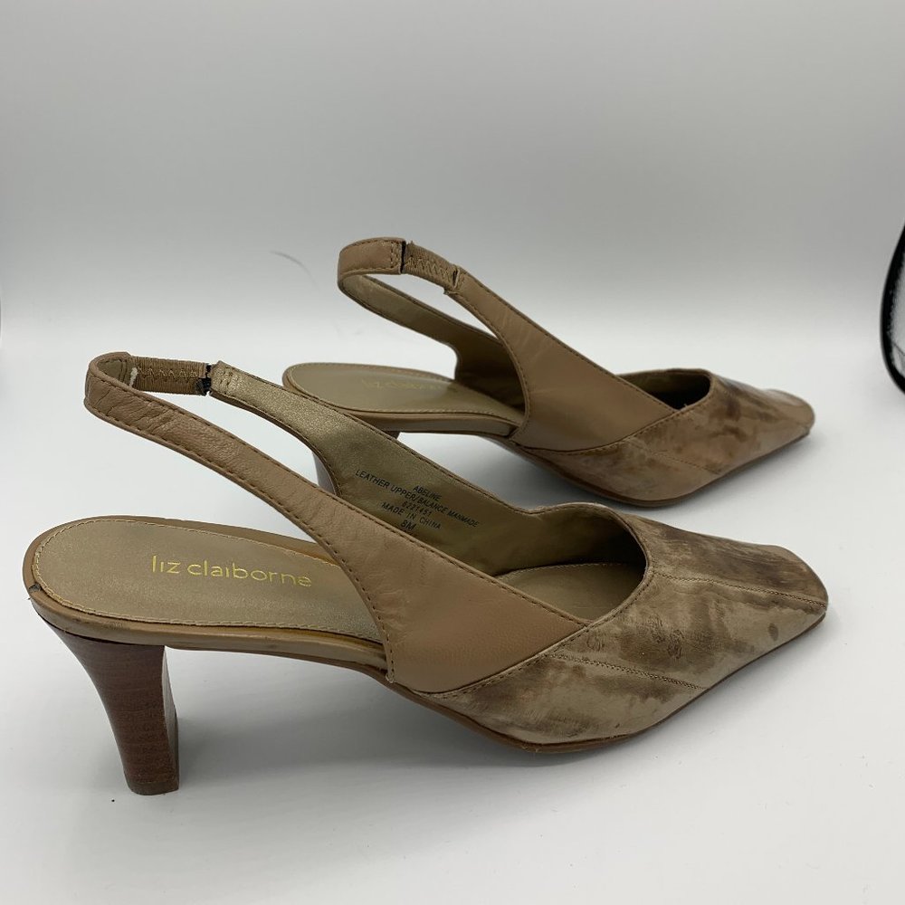 Liz Claiborne Abeline Marbled Leather Slingbacks
